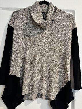 Like New Lord & Taylor Design Lab Light Weight Cowl Neck Black/Grey Sweater  XS